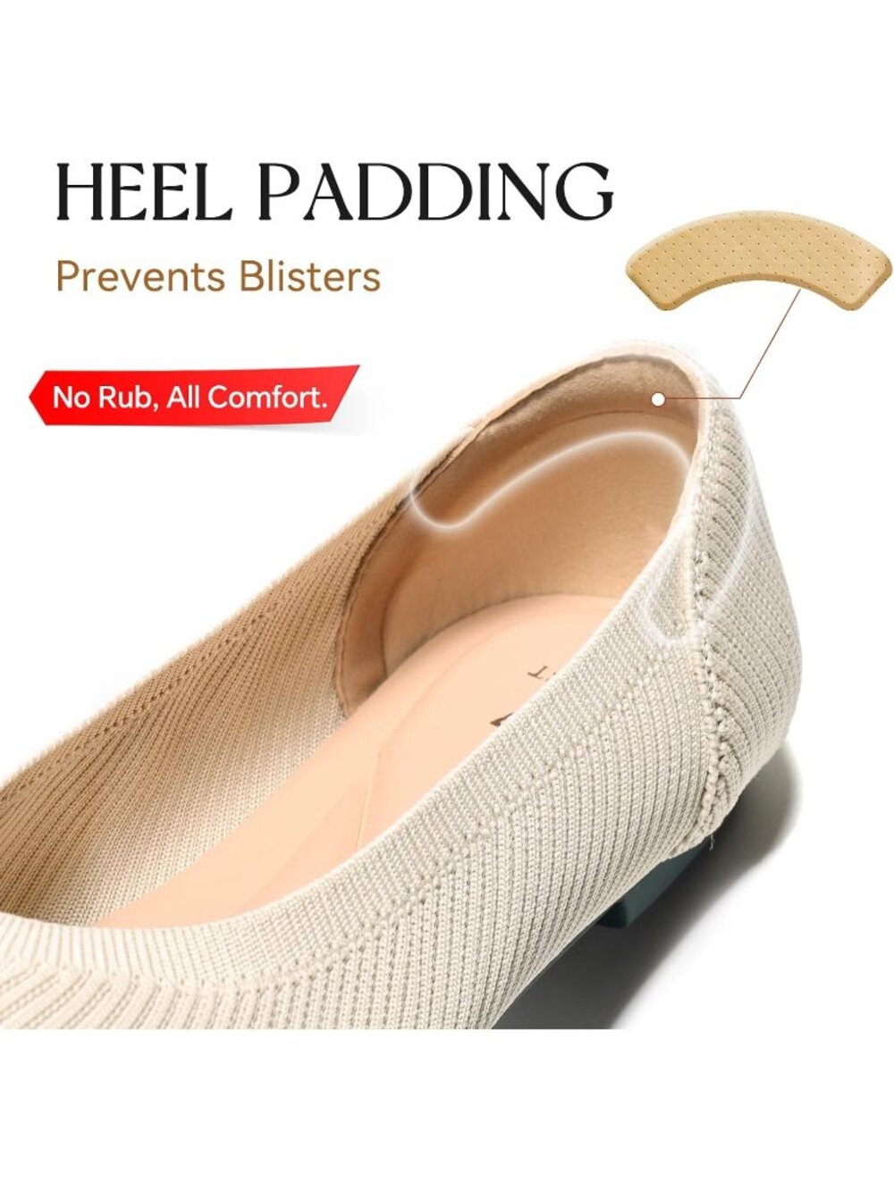 Women's Beige Black Pointed Toe Comfort Foldable Slip On Knit Ballet Flat Shoes - Picture 5 of 6